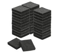sourcing map Lot de 32 patins en feutre pour meubles - 3 x 3 cm - Dos adhésif - Antidérapant et anti-rayures - Pour protéger les sols en bois dur - Noir
