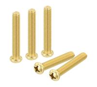 sourcing map Lot de 36 vis à métaux en laiton M6 x 35 mm Phillips à tête cylindrique pour meubles, matériel de bureau, électronique, ton laiton