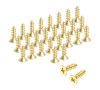 sourcing map Lot de 38 vis à bois cruciformes en laiton M3,5 x 12 mm, vis à bois cruciformes autotaraudeuses pour charnières de porte, travaux manuels en bois et projets de bricolage (doré, lot de 38)