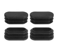 sourcing map Lot de 4 bouchons ovales en plastique - 40 x 20 mm - Capuchons d'insertion de tube pour pieds de chaise de table, tubes en métal, clôtures, noir