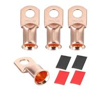 sourcing map Lot de 4 cosses de batterie 2/0 Awg - Calibre 2/0 - 3/8" - Connecteurs en cuivre - Gaine thermorétractable 3:1 - Violet