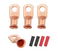 sourcing map Lot de 4 cosses de batterie 2 AWG - Calibre 2 - 5/16" - Connecteurs en cuivre - Gaine thermorétractable 2:1 - Doré