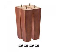 sourcing map Lot de 4 pieds de meubles carrés en bois massif - 200 mm - Pour canapé, chaise, table - Marron