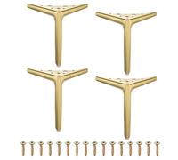 sourcing map Lot de 4 pieds de meubles triangulaires en métal robuste de 17,8 cm pour lit, table, armoire, canapé (doré brossé)