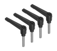 sourcing map Lot de 4 poignées à levier de serrage, M6 x 30 mm, goujon mâle fileté en acier inoxydable 304, poignées réglables, verrouillage rapide, bouton poussoir, bouton poussoir, noir