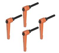 sourcing map Lot de 4 poignées à levier de serrage réglables M6 x 30 mm à filetage mâle - Boutons rotatifs à vis de verrouillage à cliquet à dégagement rapide - Orange