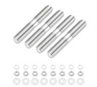 sourcing map Lot de 4 vis à goujons à double extrémité M10 x 55 mm en acier inoxydable 304 à double filetage avec rondelle d'écrou pour l'entretien de la maison, ancrage structurel, vis de fixation