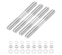 sourcing map Lot de 4 vis à goujons à double extrémité M8 x 75 mm en acier inoxydable 304 à double filetage avec rondelle d'écrou pour l'entretien de la maison, ancrage structurel, vis de fixation