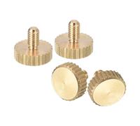 sourcing map Lot de 4 vis moletées M3 x 5 mm à tête plate moletée entièrement filetée en laiton