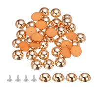 sourcing map Lot de 40 clous ronds en forme de dôme en plastique avec clous pour loisirs créatifs, ceintures, sacs, chaussures, accessoires - Doré clair - 16 mm