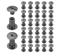 sourcing map Lot de 40 rivets à vis Chicago M5 x 10 mm en métal Phillips pour bricolage, ceinture en cuir, sac, loisirs créatifs, reliure, noir