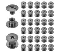 sourcing map Lot de 40 rivets à vis Chicago M5 x 4 mm en métal Phillips pour bricolage, ceinture en cuir, sac, loisirs créatifs, reliure, noir