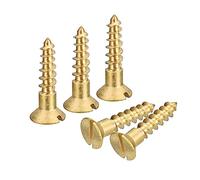 sourcing map Lot de 40 vis à bois en laiton, M4 x 16 mm, tête plate auto-taraudeuse, vis autotaraudeuses à tête fraisée pour meubles de travail du bois