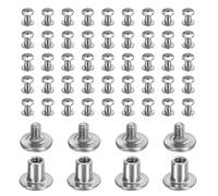 sourcing map Lot de 40 vis Chicago M2 x 4 mm de longueur 3 mm en métal Phillips clous rivets rivets de liaison vis pour bricolage, ceinture en cuir, sac, loisirs créatifs, reliure, argent