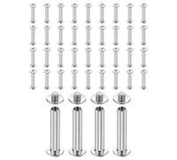 sourcing map Lot de 40 vis Chicago M4 x 24 mm de longueur 6 mm en métal Phillips clous rivets rivets de liaison vis pour bricolage, ceinture en cuir, sac, loisirs créatifs, reliure, argent