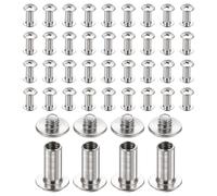 sourcing map Lot de 40 vis Chicago M4x12mm 6mm Longueur en métal à tête Phillips, rivets à clous, goujons, boulons à riveter, vis de poste de liaison pour loisirs créatifs en cuir, ceinture, sac