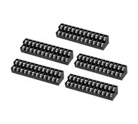 sourcing map Lot de 5 borniers à 12 positions à double rangée, 23,5 mm x 102,5 mm, 300 V 15 A, pas de 8,5 mm, PA66 pour fil 22-12 AWG, noir