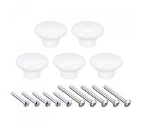 sourcing map Lot de 5 boutons de tiroir en céramique en forme de champignon Blanc 38 x 28 mm