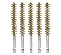 sourcing map Lot de 5 brosses d'alésage en laiton de 12 mm de diamètre avec poignée hexagonale de 6,35 mm pour tubes, ports, roulements