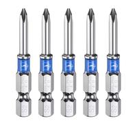 sourcing map Lot de 5 embouts de tournevis cruciformes à impact PH1 6,35 mm, tige hexagonale de 50 mm de long, tige de 0,4 cm, forets magnétiques à tête cruciforme en acier S2 amélioré, outil de