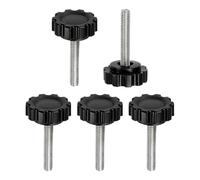 sourcing map Lot de 5 poignées de serrage moletées M5 x 25 mm Filetage mâle métrique en acier carbone Vis de serrage à la main Vis à goujons filetés pour travail du bois, noir