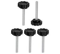 sourcing map Lot de 5 poignées de serrage moletées M5 x 35 mm Filetage mâle métrique en acier carbone Vis de serrage à la main Vis à goujons filetés pour travail du bois, noir