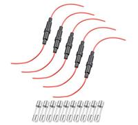 sourcing map Lot de 5 porte-fusibles à vis en ligne de 6 x 30 mm Calibre 22 AWG Fil rouge avec 10 fusibles en verre à soufflage rapide 3,15 A