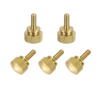 sourcing map Lot de 5 vis moletées en laiton, M3 x 8 mm, boulons à épaule, boutons de préhension étagés en laiton massif, vis moletées en diamant pour électronique, mécanique