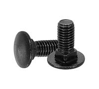 sourcing map Lot de 50 boulons de carrosserie M5 x 12 mm en acier inoxydable 18-8 (304) à tête ronde et à col carré - Vis en oxyde noir pour accessoires de fixation - Noir