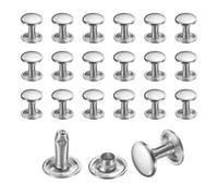 sourcing map Lot de 50 rivets en cuir, 9 mm à double capuchon, clous tubulaires en métal de 10 mm de hauteur pour réparation et décoration de vêtements, chaussures, sacs, ceintures - Argenté