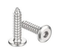 sourcing map Lot de 50 vis à tête cylindrique plate M6 x 25 mm en acier inoxydable auto-taraudeuses à six pans creux pour meubles en bois