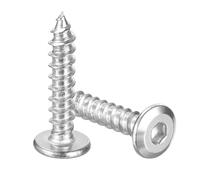 sourcing map Lot de 50 vis à tête cylindrique plate M6 x 30 mm en acier inoxydable auto-taraudeuses à six pans creux pour meubles en bois