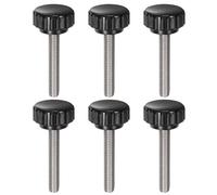 sourcing map Lot de 6 boutons de serrage moletés M6 x 35 mm, métriques, en acier inoxydable 304, filetage mâle, à vis moletée, 22 mm, tête ronde filetée à la main, noir