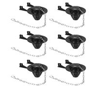 sourcing map Lot de 6 clapets de rechange en PVC avec chaîne en acier inoxydable, ajustement universel pour la plupart des vannes de chasse de réservoir de toilettes de 5,1 cm, noir