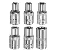 sourcing map Lot de 6 douilles E-Torx 1/4" E4-E10 - Douille profonde Torx externe CR-V 6 points - Douille femelle étoile pour réparation automobile, entretien à domicile, bricolage, fabrication