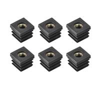 sourcing map Lot de 6 inserts pour tubes carrés avec filetage M8, pour tubes carrés de 2 x 2 cm, bouchons en plastique noir pour roulettes de chaise, bouchons de pieds de meubles