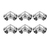 sourcing map Lot de 6 raccords coudés à 90 degrés 2 voies pour tuyau OD de 32 mm en acier inoxydable pour clôture, balustrade, main courante, bricolage, 54 mm de long