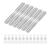 sourcing map Lot de 6 vis à goujons à double extrémité M8 x 65 mm, en acier inoxydable 304 à double filetage avec rondelle d'écrou pour l'entretien de la maison, ancrage structurel, vis de fixation