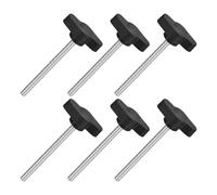 sourcing map Lot de 6 vis moletées en forme de T M4 x 50 mm Filetage mâle en acier inoxydable 304 en forme de T 27 mm de diamètre Pour serrage à la main Noir