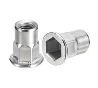 sourcing map Lot de 60 écrous à rivets M6 à tête plate en acier inoxydable 304