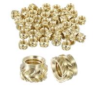 sourcing map Lot de 60 écrous moletés M5 x 5 mm de long x 7,5 mm de diamètre extérieur - Écrous en laiton pour impression 3D - Inserts filetés femelles en laiton - Écrou d'encastrement