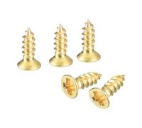 sourcing map Lot de 60 vis à bois en laiton M2 x 6 mm Phillips à tête plate auto-taraudeuse pour charnières de porte, meubles en bois, appareils ménagers