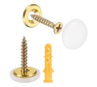 sourcing map Lot de 8 capuchons décoratifs de 16,8 mm, cache-vis en alliage de zinc, vis de fixation pour miroirs, tables basses, meubles en bois ou en verre, blanc