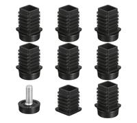 sourcing map Lot de 8 pieds de nivellement rectangulaires en plastique M8 x 22 x 22 mm réglables pour pieds de meubles - Niveleurs à visser pour trou de 22 mm pour table, chaise et meubles - Noir