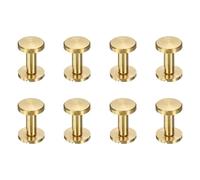 sourcing map Lot de 8 vis Chicago en laiton de 16 mm de hauteur, à tête plate, rivets de liaison, rivets de fixation pour bricolage, cuir, artisanat, ceinture, sac à main