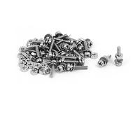 sourcing map M1.6 x 8mm Tête Cruciforme Vis Ecrous avec Rondelles 304 acier inoxydable 30 sets
