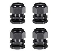 sourcing map M25 Presse-étoupe Câble Glande Imperméable Plastique Joint Réglable Contre-écrou Noir pour 11mm-18mm Diamètre Câble Fil 4Pcs