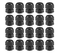 sourcing map M25x1.5 Presse-étoupe 12mm-15mm Fil Trou Imperméable Nylon Joint Réglable Contre-écrou avec Rondelle Noir 20Pcs