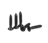 sourcing map M3.5 x 18mm Bois Vis Cruciforme Plat Tête Carbone Acier Autotaraudeuse Vis Noir 200pcs