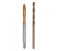 sourcing map M3 x 0.5 Taraud Spirale Point Filetage et 2.5mm Foret Ensemble Métrique Titane Plaqué Cobalt Haute Vitesse Acier Machine Vis Filetage Robinet Enfilage Outil